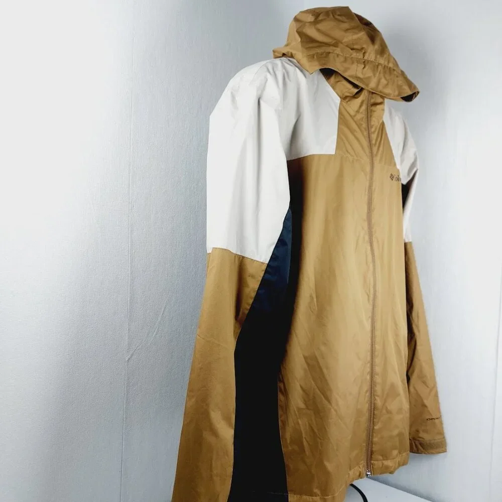 Columbia Men's Tan White Inner Limits III Hooded Outdoor Windbreaker Jacket Sz L